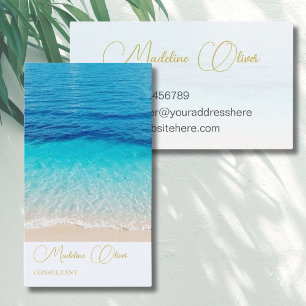Beach Ocean Sea Travel Spa Blue Gold Stylish Business Card