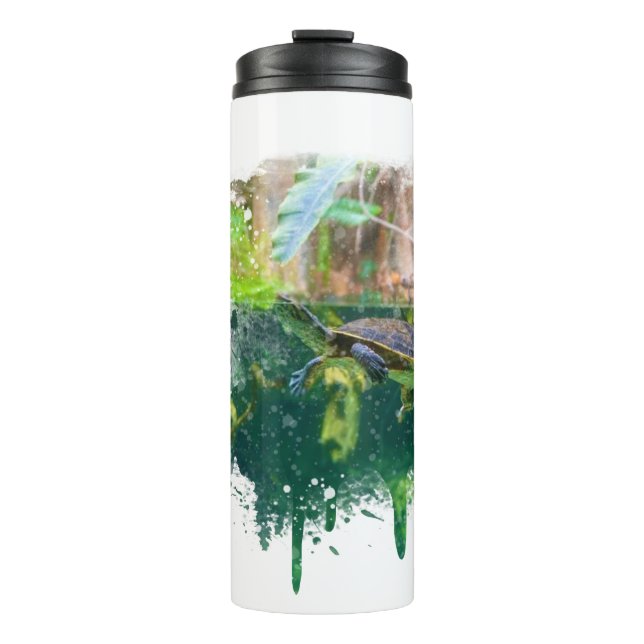 *~* Beach Ocean Sea Turtle Nautical Drip Photo Thermal Tumbler (Front)