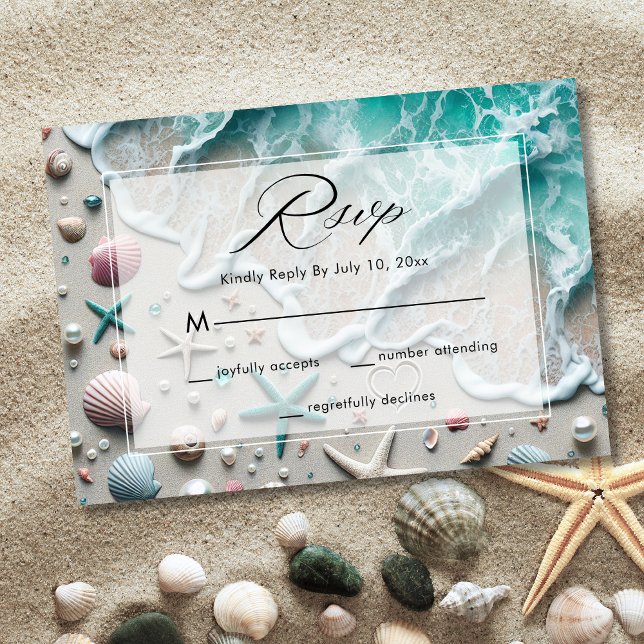 Beach Ocean Seaside Wedding RSVP Card (Creator Uploaded)