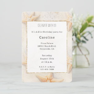 Beach Ocean Starfish Birthday Invitation