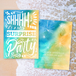 Beach Ocean Summer Shh Surprise Birthday Party Invitation