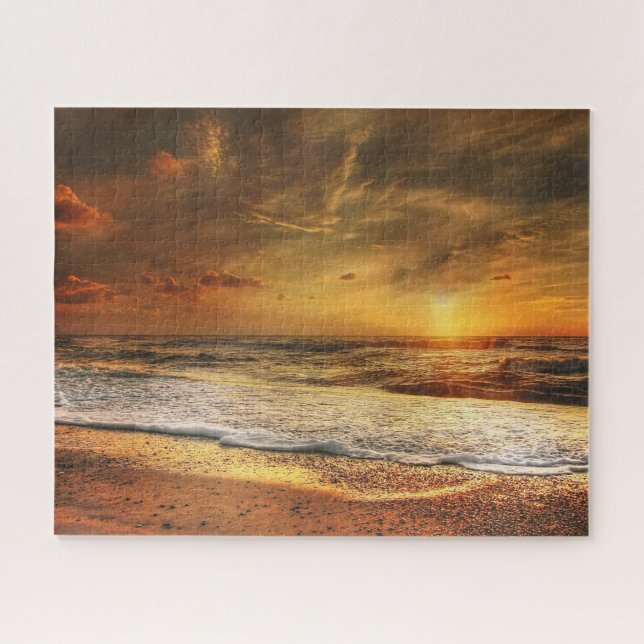 Beach Ocean Sunset Photo Puzzle (Horizontal)