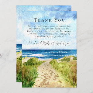 Beach Ocean Tribute Sympathy Funeral Thank You Card