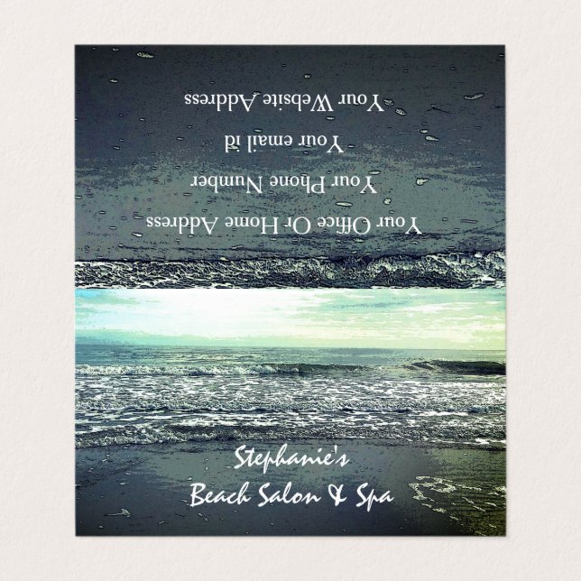 Beach Ocean Tropical Paradise Sea Waves Artistic Business Card (Outside Unfolded)
