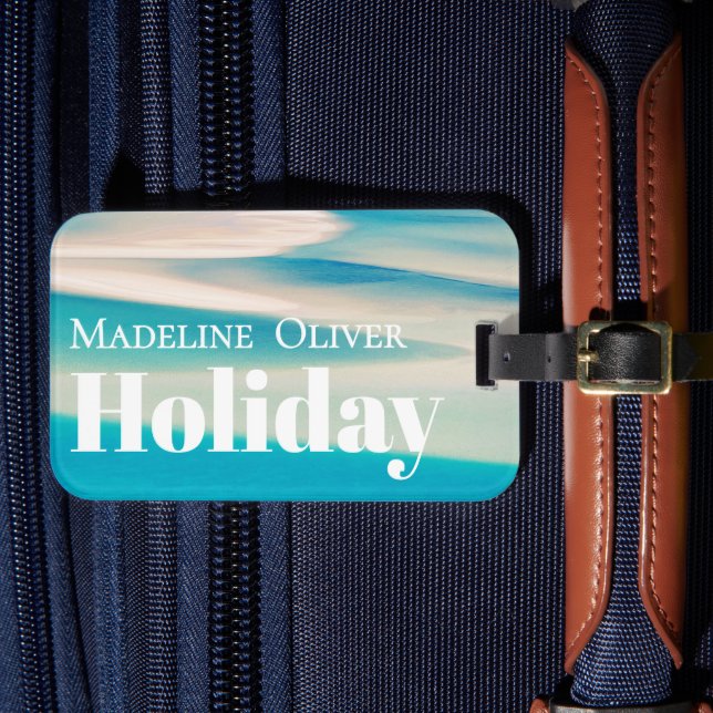 Beach Ocean Vacation Modern Coastal Travel Luggage Tag (Front Insitu 4)