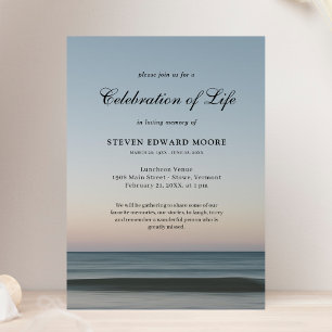Beach Ocean Water Celebration of Life Grey Blue In Invitation
