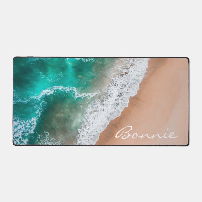 Beach ocean water on seashore sand tropical summer desk mat (Front)