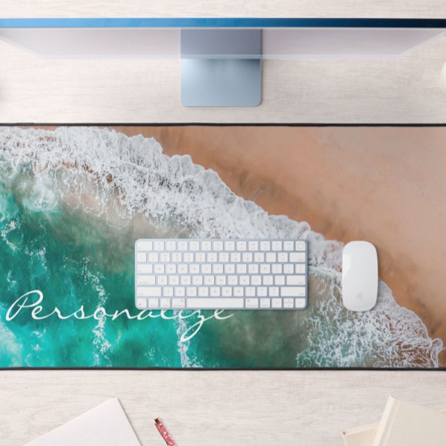Beach ocean water on seashore sand tropical summer desk mat (Creator Uploaded)