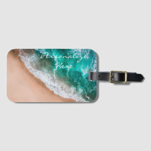 Beach ocean water on seashore sand tropical summer luggage tag