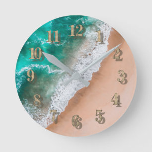 Beach ocean water on seashore sand tropical summer round clock