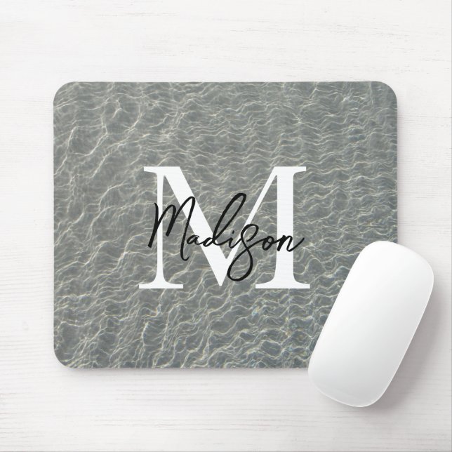 Beach Ocean Water Ripples & Sand Monogrammed  Mouse Pad (With Mouse)