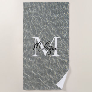 Beach Ocean Water Ripples & Sand Monogrammed Towel