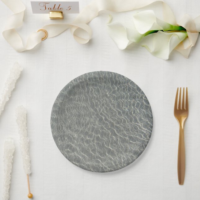 Beach Ocean Water Ripples & Sand  Paper Plate (Wedding)