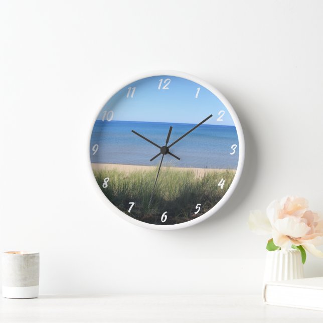 Beach Ocean Water Sky Blue Green Shore Scenic Cool Clock (Home)