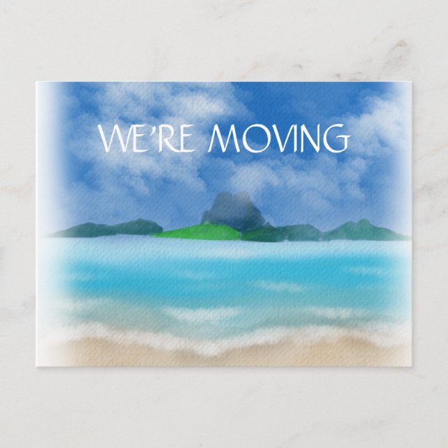 Beach Ocean Watercolor Change Address Announcement Postcard (Front)