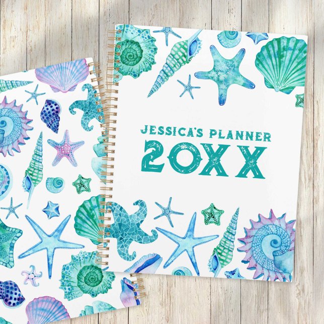 Beach Ocean Watercolor Shells & Starfish Organiser (Beach Ocean Watercolor Shells & Starfish Organizer)