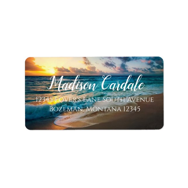 Beach Ocean Waves Wedding Return Address Labels (Front)