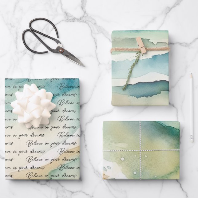 Beach Ocean Waves Wrapping Paper Sheet (Front)