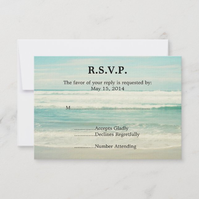 Beach Ocean wedding RSVP Card (Front)