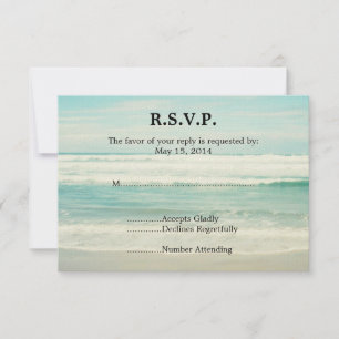 Beach Ocean wedding RSVP Card