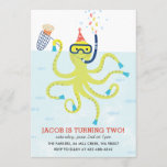 Beach Octopus Kid's birthday party Invitation<br><div class="desc">A kid's birthday party invitation featuring a cupcake,  octopus.</div>