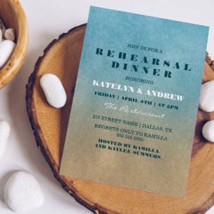 Beach Ombre Rehearsal Dinner Invitation
