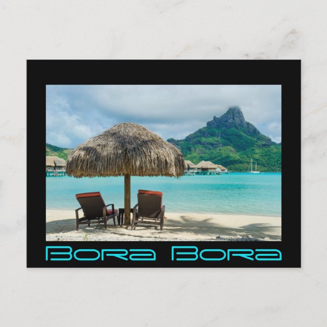 Beach on Bora Bora black border postcard (Front)