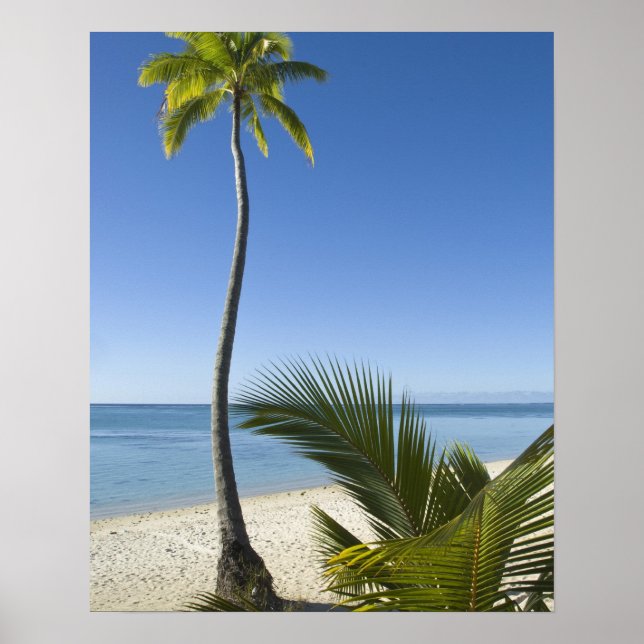 Beach on mainland Aitutaki, Cook Islands Poster (Front)