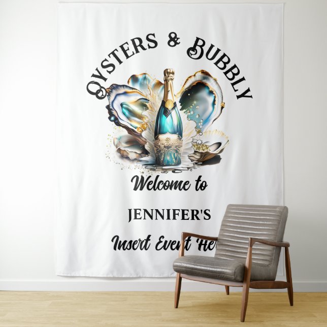 Beach oysters sparkling wine party event chic tapestry (In Situ)