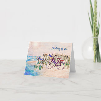 Beach painting bicycle Thinking of You Card