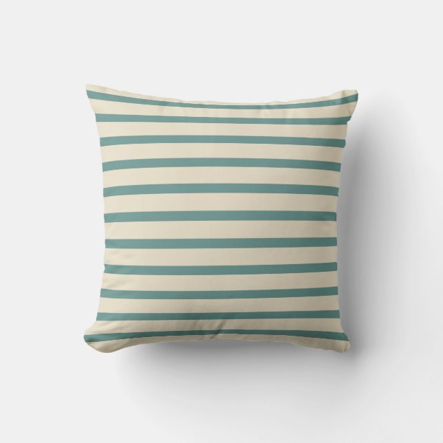 Beach Palette: Teal Stripes on Sand Cushion (Front)