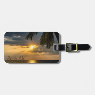 Beach, Palm ,Sunset -Personalised Luggage Tag