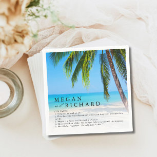 Beach Palm Tree Fun Facts Wedding Reception Napkin