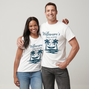 Beach Palm Tree Hammock Family Vacation T-Shirt