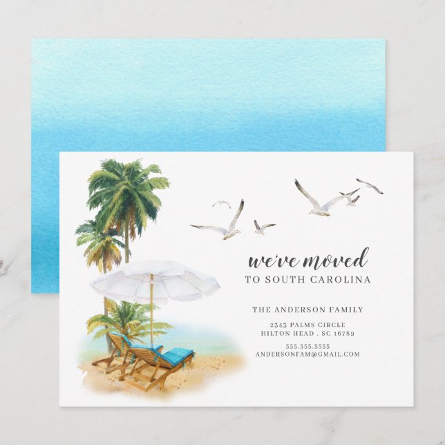 Beach Palm Tree Moving Announcement (Front/Back)