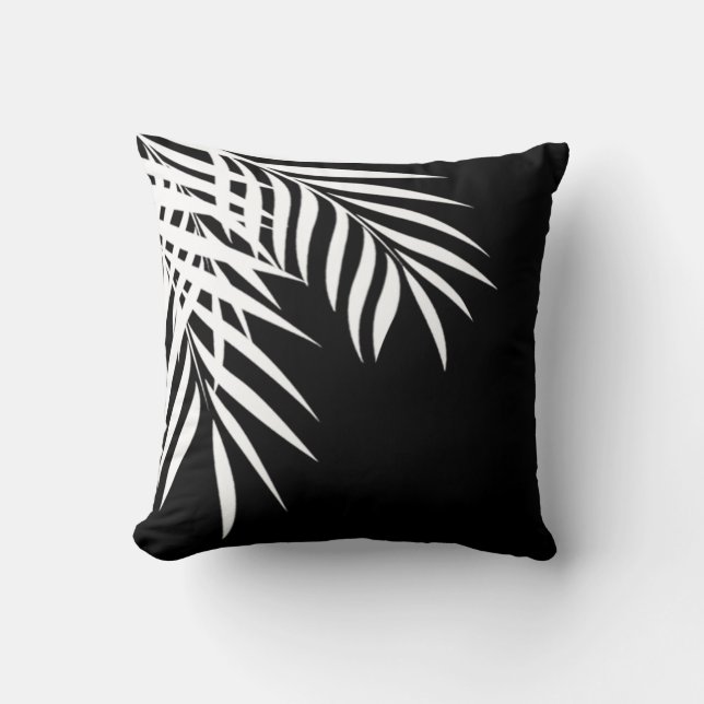 Beach Palm Tree Silhouette | black & white Cushion (Front)