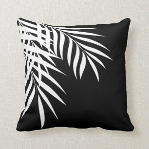 Beach Palm Tree Silhouette black & white Cushion