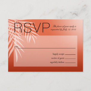 Beach Palm Tree Silhouette RSVP   coral Card