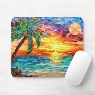 Beach Palm Tree Sunset Tropical Colourful  Mouse Pad