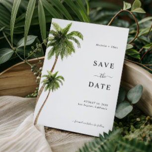 Beach Palm Tree Tropical Destination Wedding Save The Date
