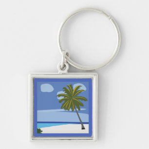 Beach Palm Tree Vacation Beach Key Ring