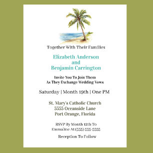 Beach Palm Tree Wedding Invitation
