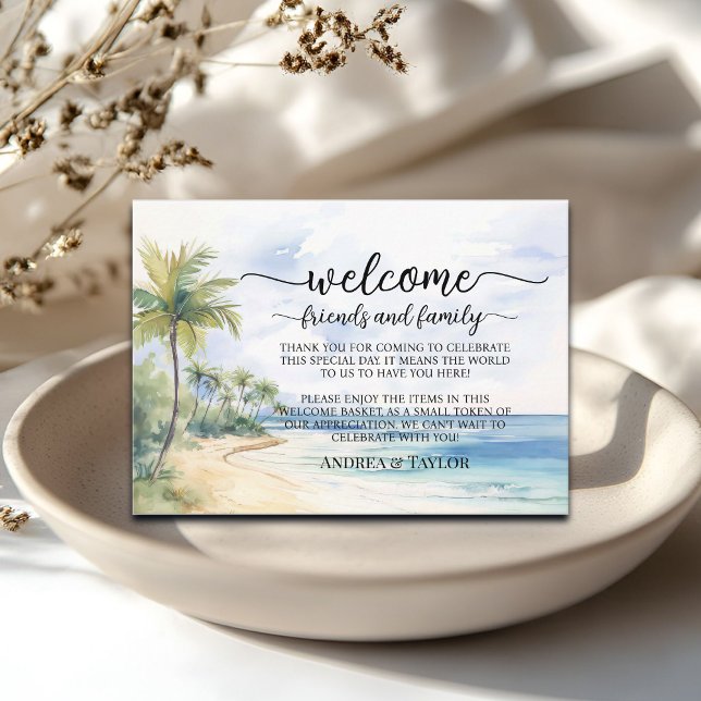 Beach Palm Tree Welcome Gift Bag Basket Place Card (Creator Uploaded)