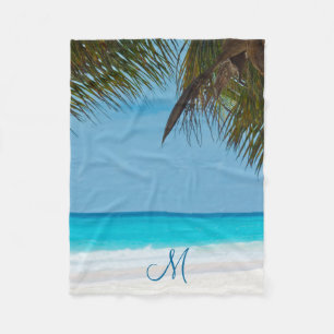 Beach Palm Trees Add Photo Fleece Blankets
