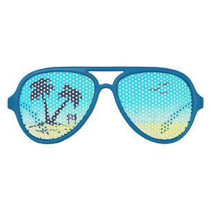 Beach Palm Trees Aviator Sunglasses