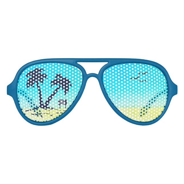 Beach Palm Trees  Aviator Sunglasses (Front)