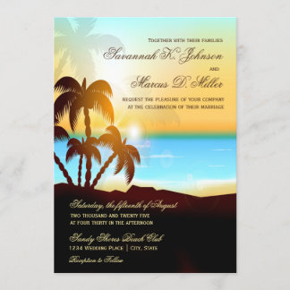 Beach Palm Trees Destination Wedding Invitations