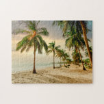 Beach Palm Trees Jigsaw Puzzle<br><div class="desc">Jigsaw puzzle of palm trees in the sand at the beach at sunset. Frame it when you're done or box it up to work again. Choose from the different sizes available to select a larger or smaller size or more pieces.</div>