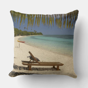 Beach, palm trees & lounger cushion
