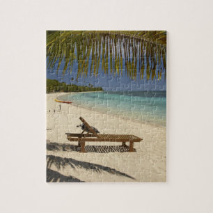 Beach, palm trees & lounger jigsaw puzzle